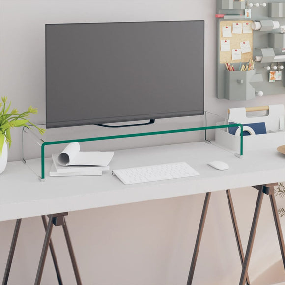 NNEVL TV Stand/Monitor Riser Glass Clear 80x30x13 cm