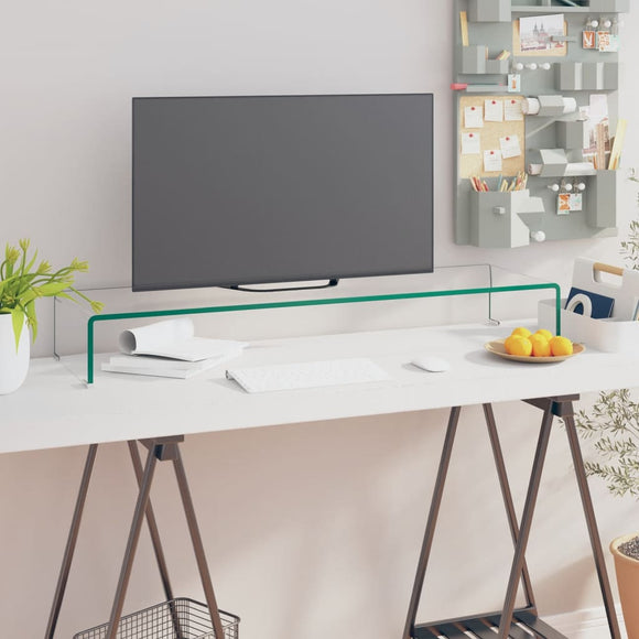 NNEVL TV Stand/Monitor Riser Glass Clear 100x30x13 cm