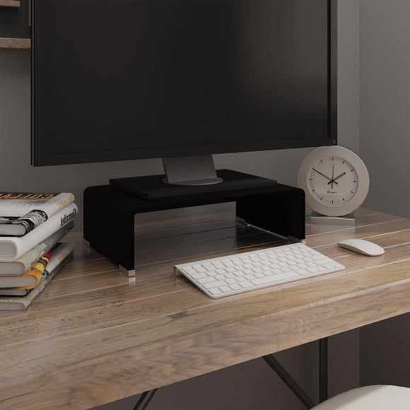 NNEVL TV Stand/Monitor Riser Glass Black 40x25x11 cm