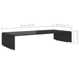 NNEVL TV Stand/Monitor Riser Glass Black 70x30x13 cm