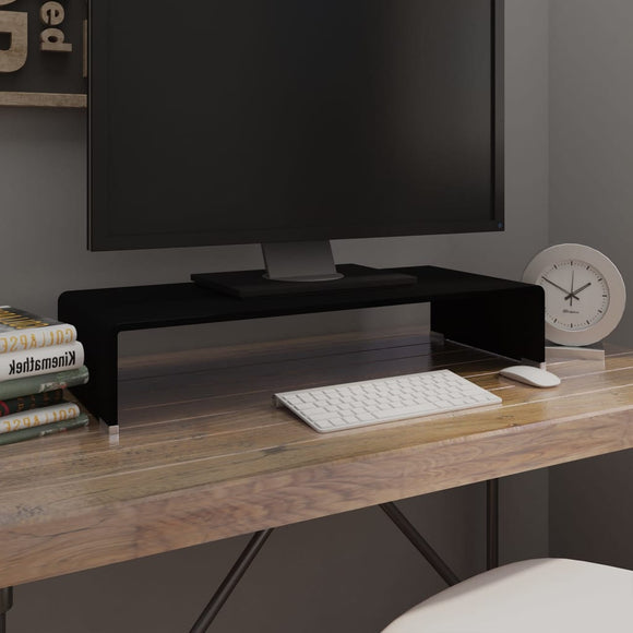 NNEVL TV Stand/Monitor Riser Glass Black 70x30x13 cm