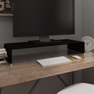 NNEVL TV Stand/Monitor Riser Glass Black 80x30x13 cm