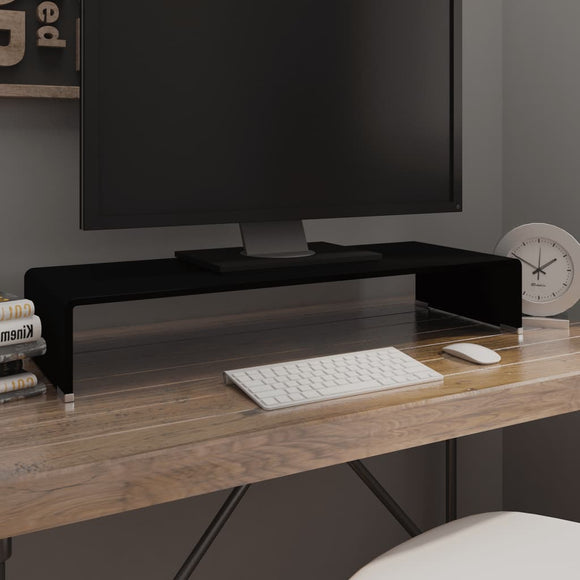 NNEVL TV Stand/Monitor Riser Glass Black 80x30x13 cm