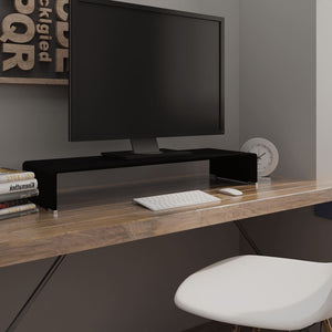 NNEVL TV Stand/Monitor Riser Glass Black 90x30x13 cm