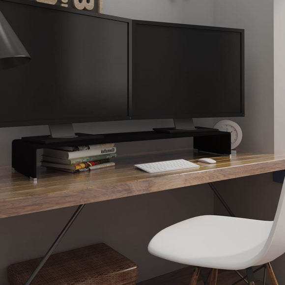 NNEVL TV Stand/Monitor Riser Glass Black 110x30x13 cm