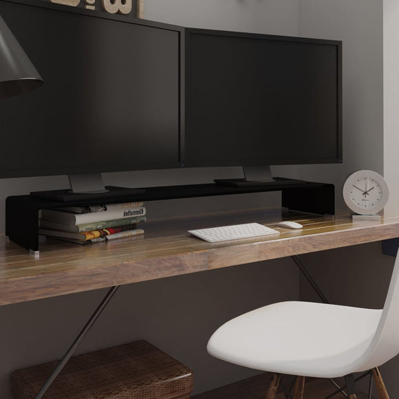 NNEVL TV Stand/Monitor Riser Glass Black 120x30x13 cm
