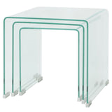 NNEVL Three Piece Nesting Table Set Tempered Glass Clear