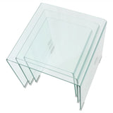 NNEVL Three Piece Nesting Table Set Tempered Glass Clear