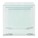 NNEVL Three Piece Nesting Table Set Tempered Glass Clear