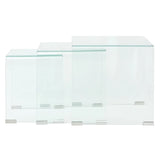 NNEVL Three Piece Nesting Table Set Tempered Glass Clear