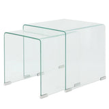 NNEVL Two Piece Nesting Table Set Tempered Glass Clear