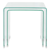 NNEVL Two Piece Nesting Table Set Tempered Glass Clear