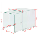 NNEVL Two Piece Nesting Table Set Tempered Glass Clear