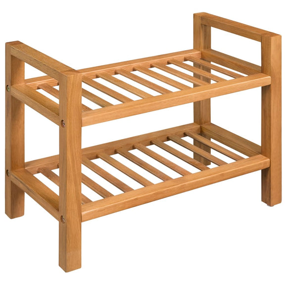 NNEVL Shoe Rack with 2 Shelves 50x27x40 cm Solid Oak Wood