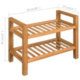 NNEVL Shoe Rack with 2 Shelves 50x27x40 cm Solid Oak Wood
