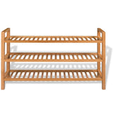 NNEVL Shoe Rack with 3 Shelves 100x27x60 cm Solid Oak Wood