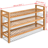 NNEVL Shoe Rack with 3 Shelves 100x27x60 cm Solid Oak Wood