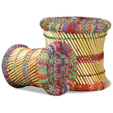 NNEVL Stools with Chindi Details 2 pcs Multicolour Bamboo