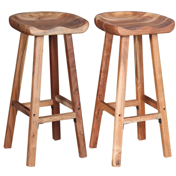 NNEVL Bar Stools 2 pcs Solid Acacia Wood