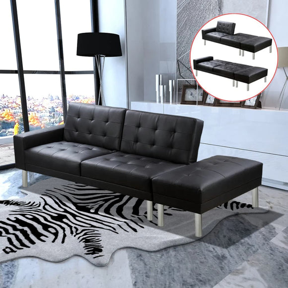 NNEVL Sofa Bed Artificial Leather Black