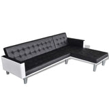 NNEVL L-shaped Sofa Bed Faux Leather Black