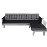 NNEVL L-shaped Sofa Bed Faux Leather Black