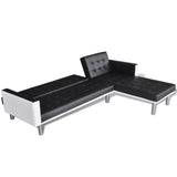 NNEVL L-shaped Sofa Bed Faux Leather Black