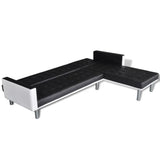 NNEVL L-shaped Sofa Bed Faux Leather Black