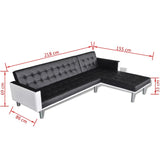 NNEVL L-shaped Sofa Bed Faux Leather Black