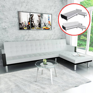 NNEVL L-shaped Sofa Bed Faux Leather White