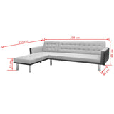 NNEVL Corner Sofa Bed Fabric 218x155x69 cm Black and Grey