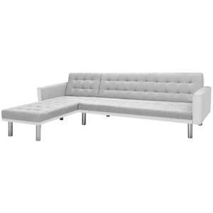 NNEVL Corner Sofa Bed Fabric  218x155x69 cm White and Grey