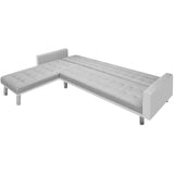 NNEVL Corner Sofa Bed Fabric  218x155x69 cm White and Grey