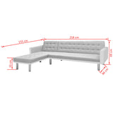 NNEVL Corner Sofa Bed Fabric  218x155x69 cm White and Grey