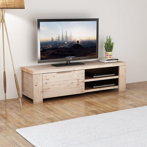 NNEVL TV Cabinet Solid Brushed Acacia Wood 140x38x40 cm