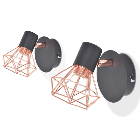 NNEVL Wall Lamp 2 pcs E14 Black and Copper