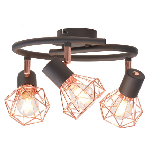 NNEVL Ceiling Lamp with 3 Spotlights E14 Black and Copper