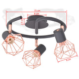 NNEVL Ceiling Lamp with 3 Spotlights E14 Black and Copper