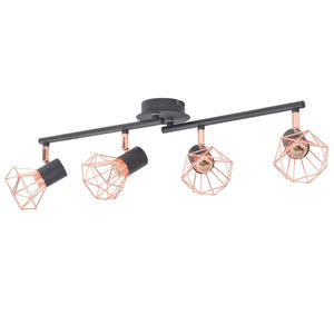 NNEVL Ceiling Lamp with 4 Spotlights E14 Black and Copper