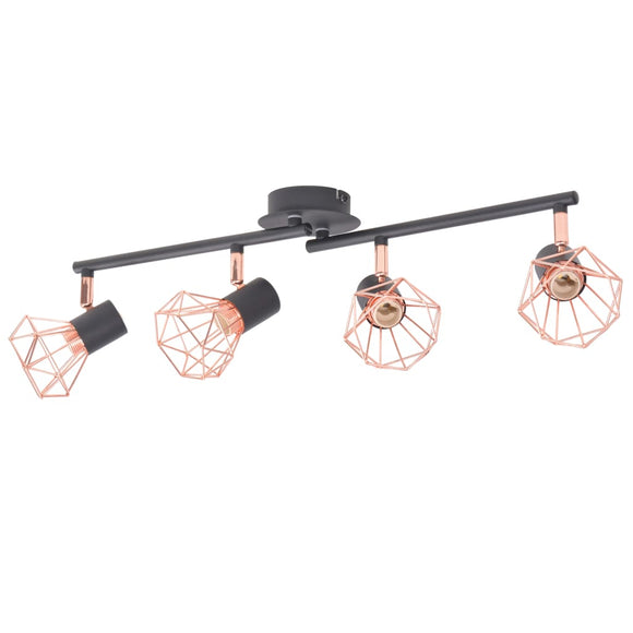 NNEVL Ceiling Lamp with 4 Spotlights E14 Black and Copper