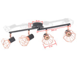 NNEVL Ceiling Lamp with 4 Spotlights E14 Black and Copper