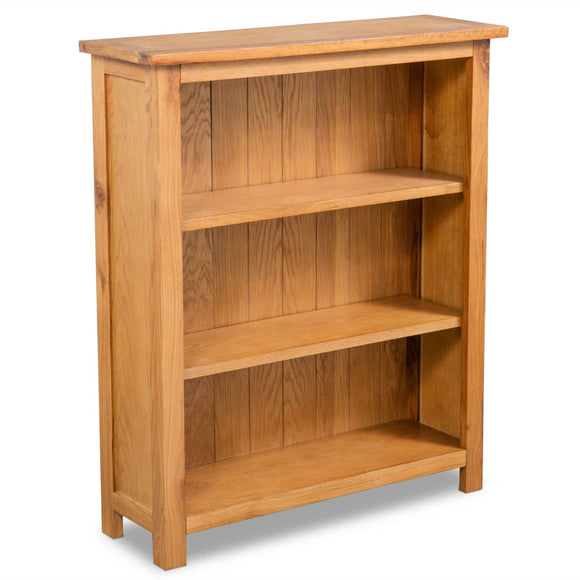 NNEVL 3-Tier Bookcase 70x22.5x82 cm Solid Oak Wood