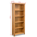 NNEVL 5-Tier Bookcase 60x22.5x140 cm Solid Oak Wood