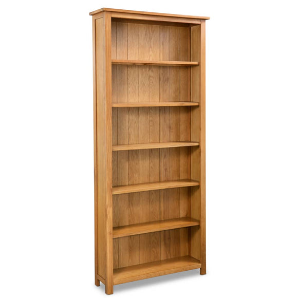 NNEVL 6-Tier Bookcase 80x22.5x180 cm Solid Oak Wood