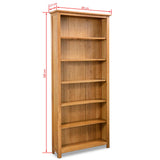 NNEVL 6-Tier Bookcase 80x22.5x180 cm Solid Oak Wood