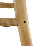 NNEVL Bar Stool Real Leather and Solid Teak Wood