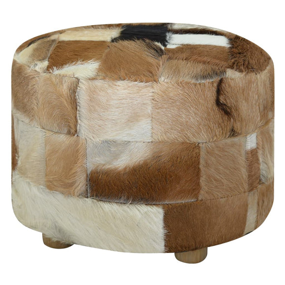 NNEVL Pouffe Genuine Leather Round 50x50x45 cm