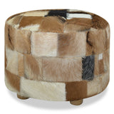 NNEVL Pouffe Genuine Leather Round 50x50x45 cm