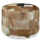 NNEVL Pouffe Genuine Leather Round 50x50x45 cm