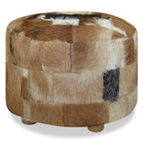 NNEVL Pouffe Genuine Leather Round 50x50x45 cm